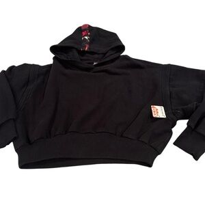 NWT Free People Snow Flow Black Hoodie with Red Accents